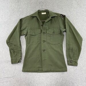 Military OG-507 Utility Shirt Mens XS 18x25 Green Vintage Army Field Shirt Patch